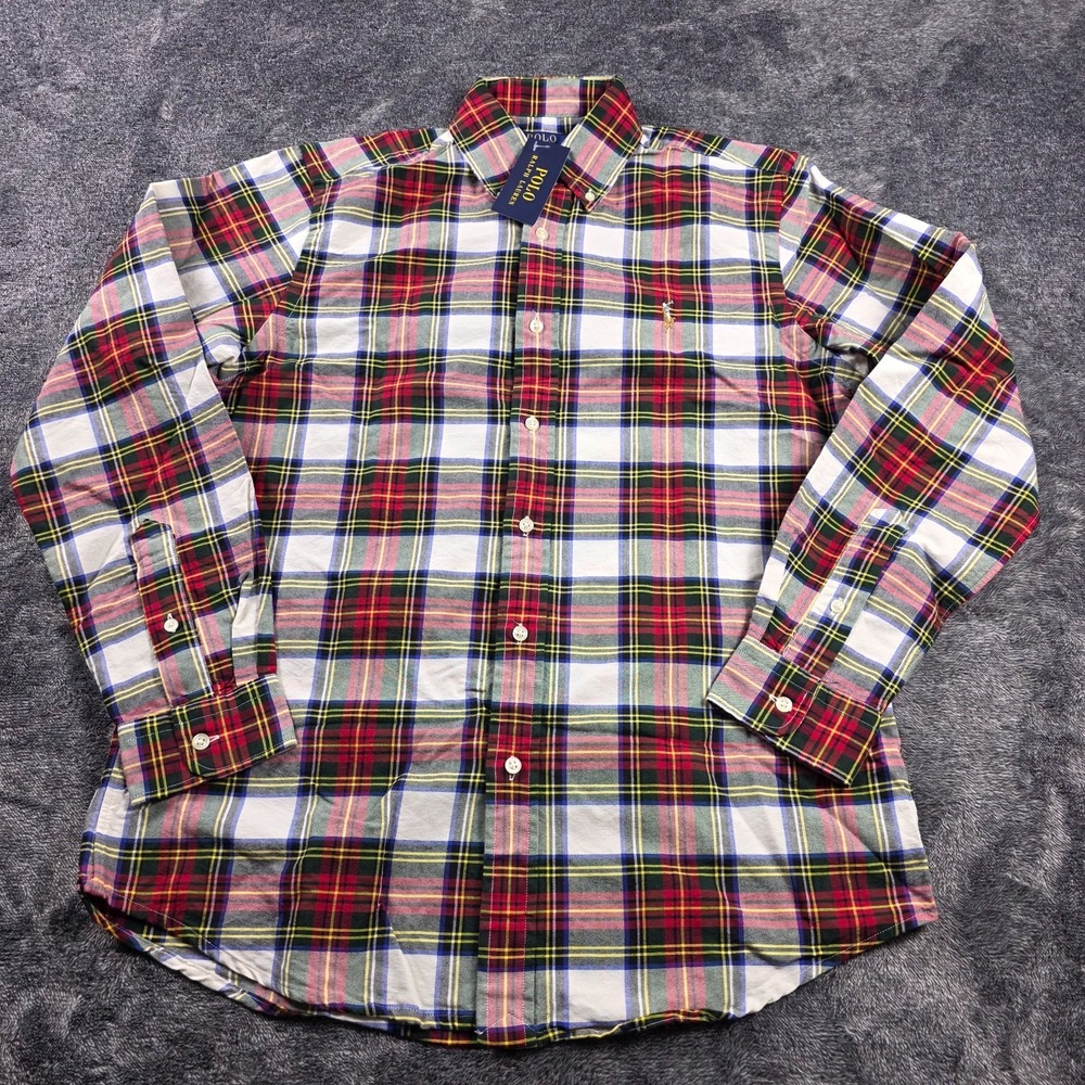 Polo Ralph Lauren Slim Fit Plaid Oxford Shirt Mens S Preppy Classic Christmas